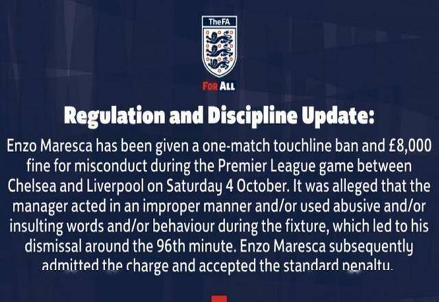 禁赛、罚款！切尔西遭重击，没有主帅或许更妙，马雷斯卡承认现实